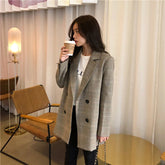 Zweireihiger, lässiger Mantel mit Karomuster